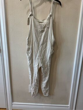 Iris Maxi Women’s Cream Linen Tie-Strap Jumpsuit Size 8